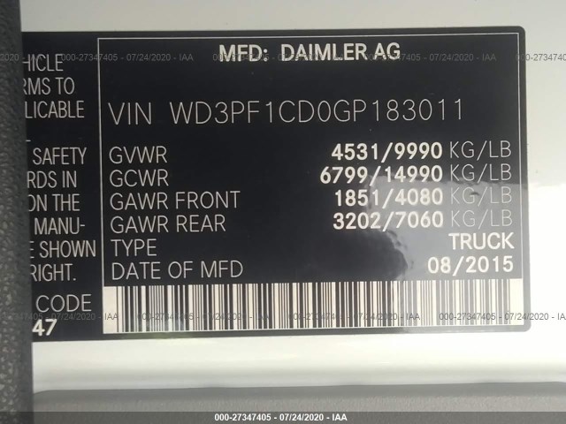 Photo 8 VIN: WD3PF1CD0GP183011 - MERCEDES-BENZ SPRINTER 