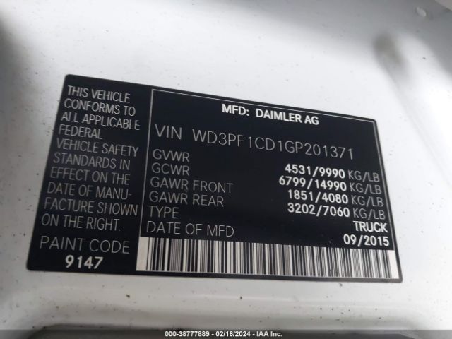 Photo 8 VIN: WD3PF1CD1GP201371 - MERCEDES-BENZ SPRINTER 3500 