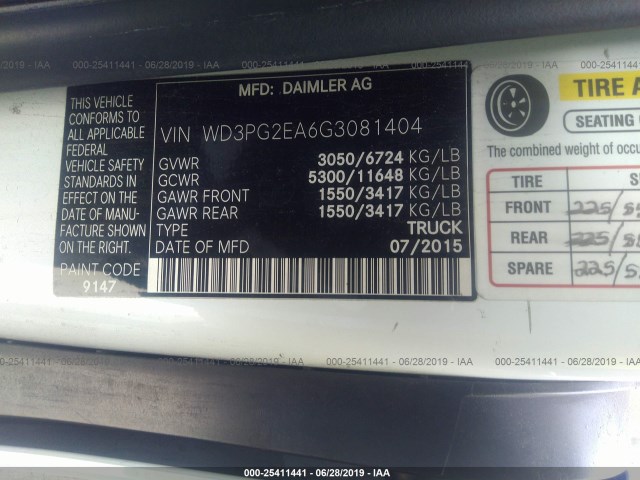 Photo 8 VIN: WD3PG2EA6G3081404 - MERCEDES-BENZ METRIS 