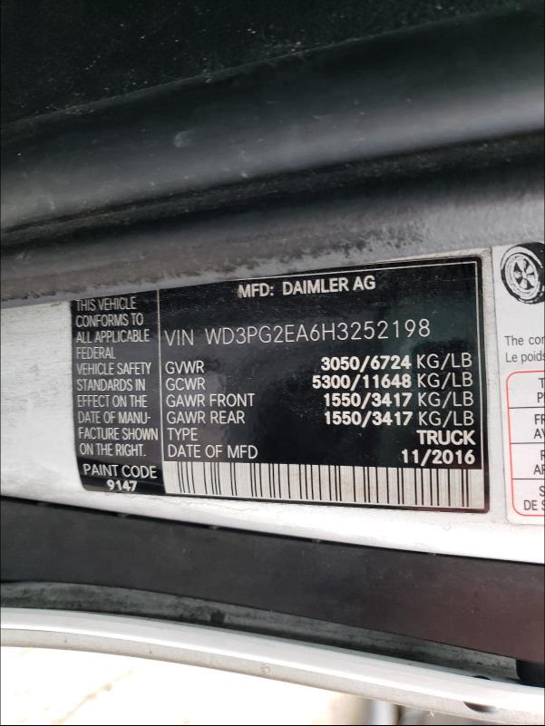 Photo 9 VIN: WD3PG2EA6H3252198 - MERCEDES-BENZ METRIS 