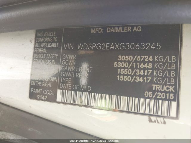 Photo 8 VIN: WD3PG2EAXG3063245 - MERCEDES-BENZ METRIS 