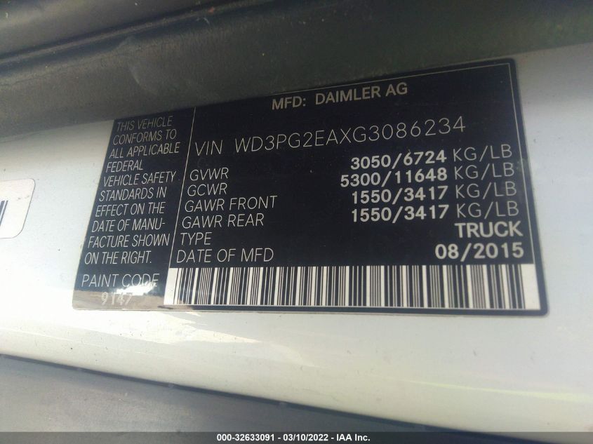 Photo 8 VIN: WD3PG2EAXG3086234 - MERCEDES-BENZ METRIS 