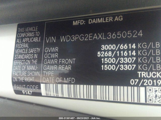 Photo 8 VIN: WD3PG2EAXL3650524 - MERCEDES-BENZ METRIS CARGO VAN 