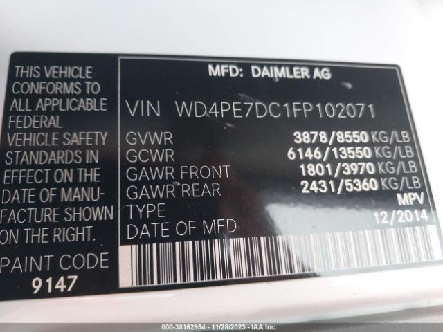 Photo 8 VIN: WD4PE7DC1FP102071 - MERCEDES-BENZ SPRINTER 