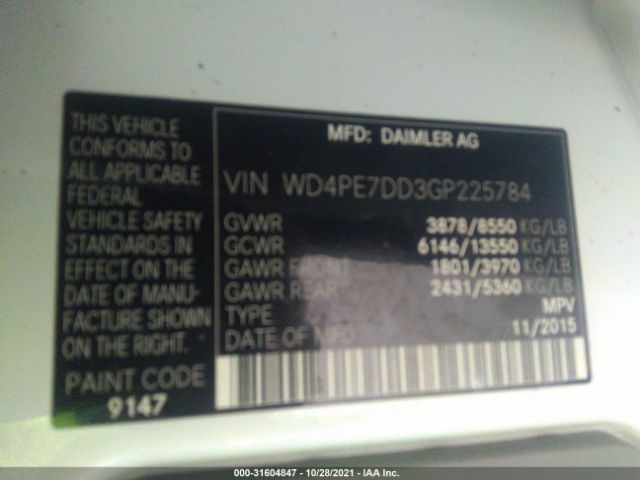 Photo 8 VIN: WD4PE7DD3GP225784 - MERCEDES-BENZ SPRINTER VANS 