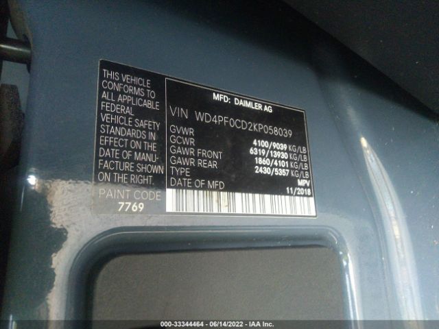 Photo 8 VIN: WD4PF0CD2KP058039 - MERCEDES-BENZ SPRINTER VAN 