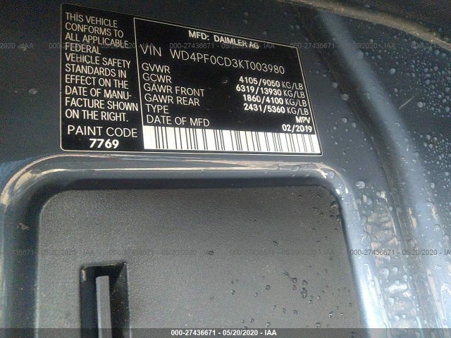 Photo 8 VIN: WD4PF0CD3KT003980 - MERCEDES-BENZ SPRINTER VAN 