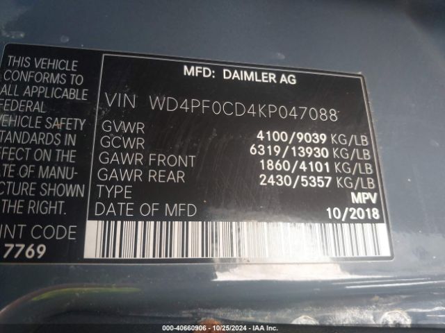 Photo 8 VIN: WD4PF0CD4KP047088 - MERCEDES-BENZ SPRINTER 