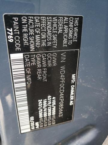 Photo 9 VIN: WD4PF0CD4KP085663 - MERCEDES-BENZ SPRINTER 2 