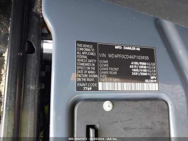 Photo 8 VIN: WD4PF0CD4KP103935 - MERCEDES-BENZ SPRINTER 