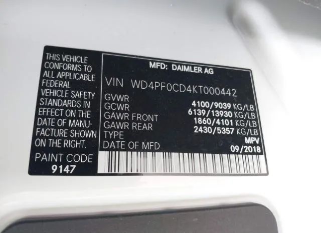 Photo 8 VIN: WD4PF0CD4KT000442 - MERCEDES-BENZ SPRINTER VAN 