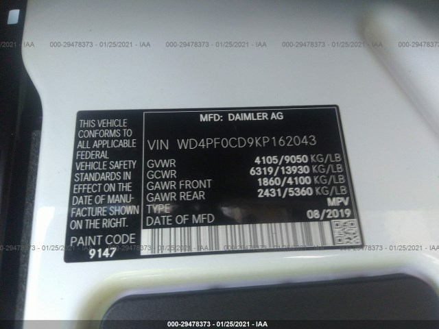 Photo 8 VIN: WD4PF0CD9KP162043 - MERCEDES-BENZ SPRINTER VAN 