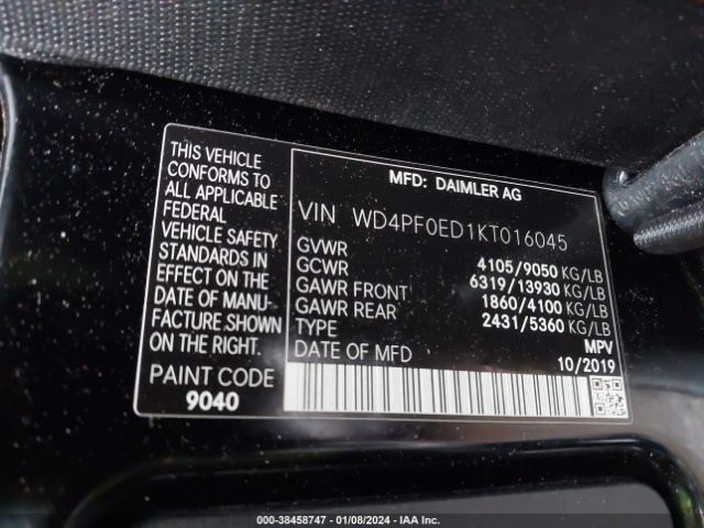 Photo 8 VIN: WD4PF0ED1KT016045 - MERCEDES-BENZ SPRINTER 2500 