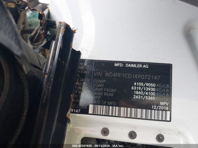 Photo 8 VIN: WD4PF1CD1KP072147 - MERCEDES-BENZ SPRINTER 