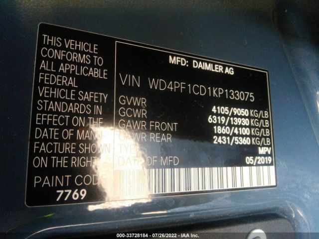 Photo 8 VIN: WD4PF1CD1KP133075 - MERCEDES-BENZ SPRINTER VAN 