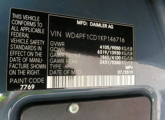 Photo 8 VIN: WD4PF1CD1KP146716 - MERCEDES-BENZ SPRINTER VAN 