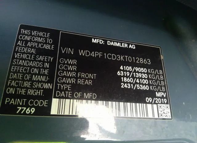 Photo 8 VIN: WD4PF1CD3KT012863 - MERCEDES-BENZ SPRINTER VAN 