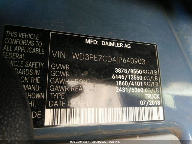 Photo 8 VIN: WD4PF1CD7KT012705 - MERCEDES-BENZ SPRINTER VAN 