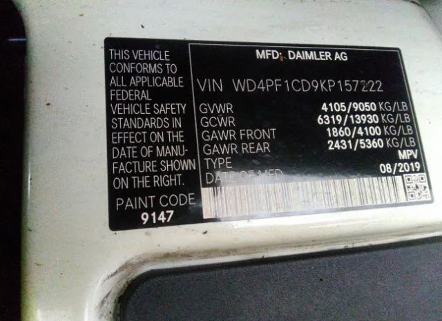 Photo 8 VIN: WD4PF1CD9KP157222 - MERCEDES-BENZ SPRINTER VAN 