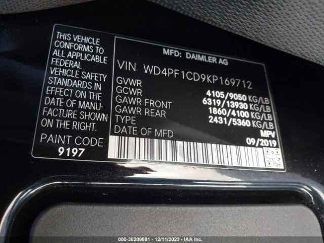 Photo 8 VIN: WD4PF1CD9KP169712 - MERCEDES-BENZ SPRINTER 