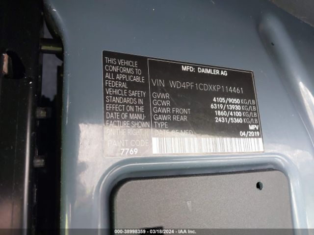 Photo 8 VIN: WD4PF1CDXKP114461 - MERCEDES-BENZ SPRINTER 2500 