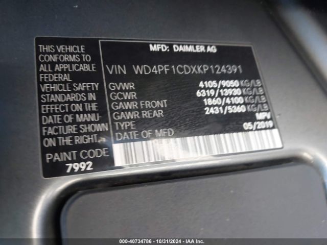 Photo 8 VIN: WD4PF1CDXKP124391 - MERCEDES-BENZ SPRINTER 