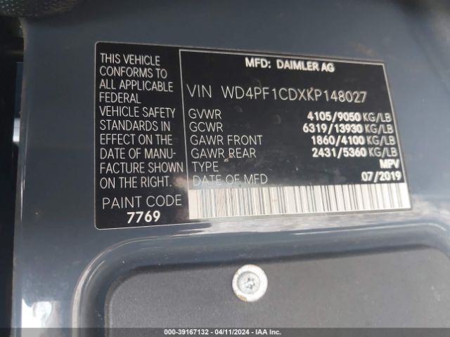 Photo 8 VIN: WD4PF1CDXKP148027 - MERCEDES-BENZ SPRINTER 2500 