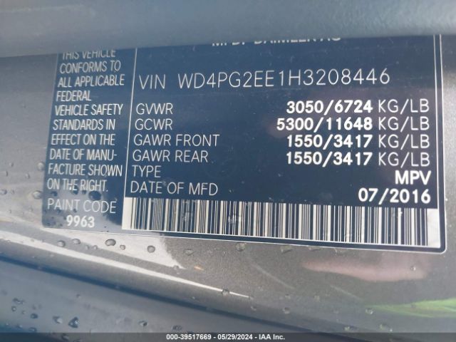 Photo 8 VIN: WD4PG2EE1H3208446 - MERCEDES-BENZ METRIS 