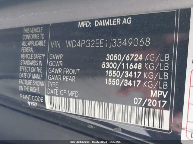 Photo 8 VIN: WD4PG2EE1J3349068 - MERCEDES-BENZ METRIS 