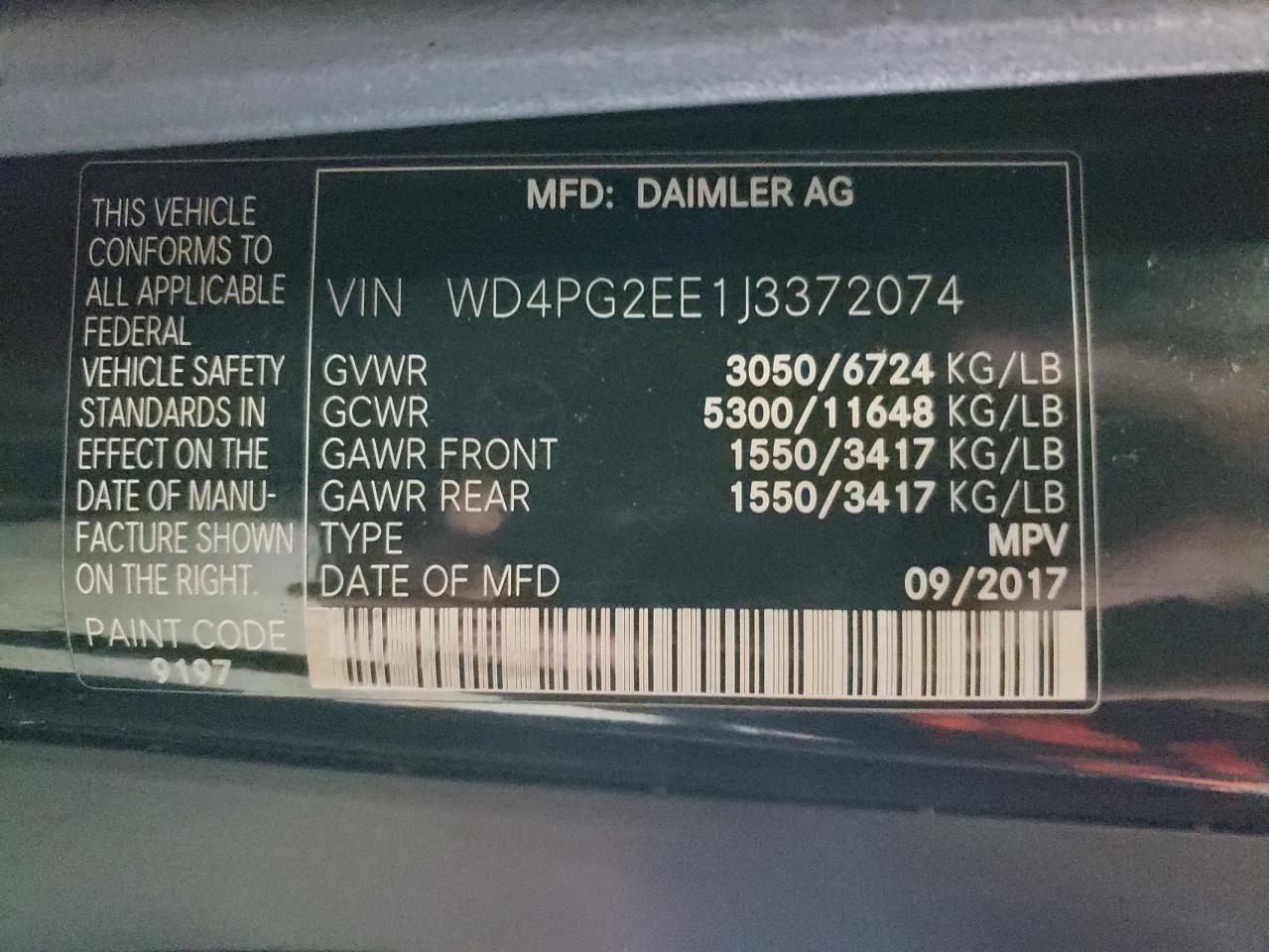 Photo 12 VIN: WD4PG2EE1J3372074 - MERCEDES-BENZ METRIS 