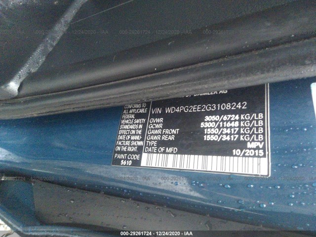 Photo 8 VIN: WD4PG2EE2G3108242 - MERCEDES-BENZ METRIS PASSENGER VAN 