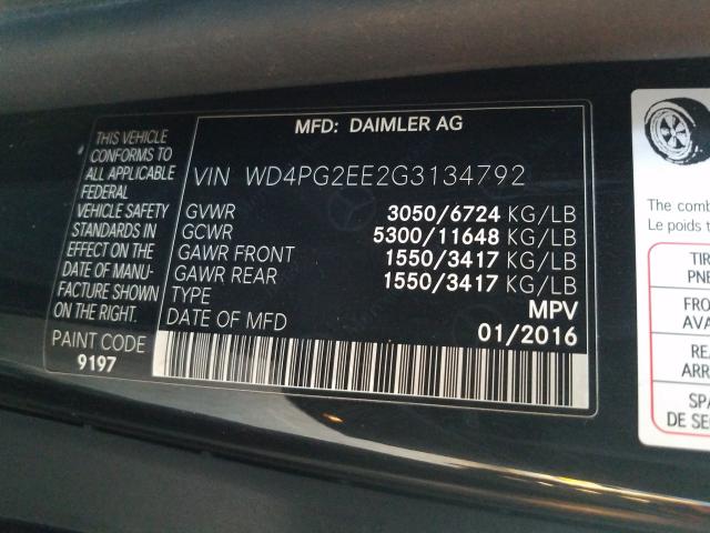 Photo 9 VIN: WD4PG2EE2G3134792 - MERCEDES-BENZ METRIS PASSENGER VAN 