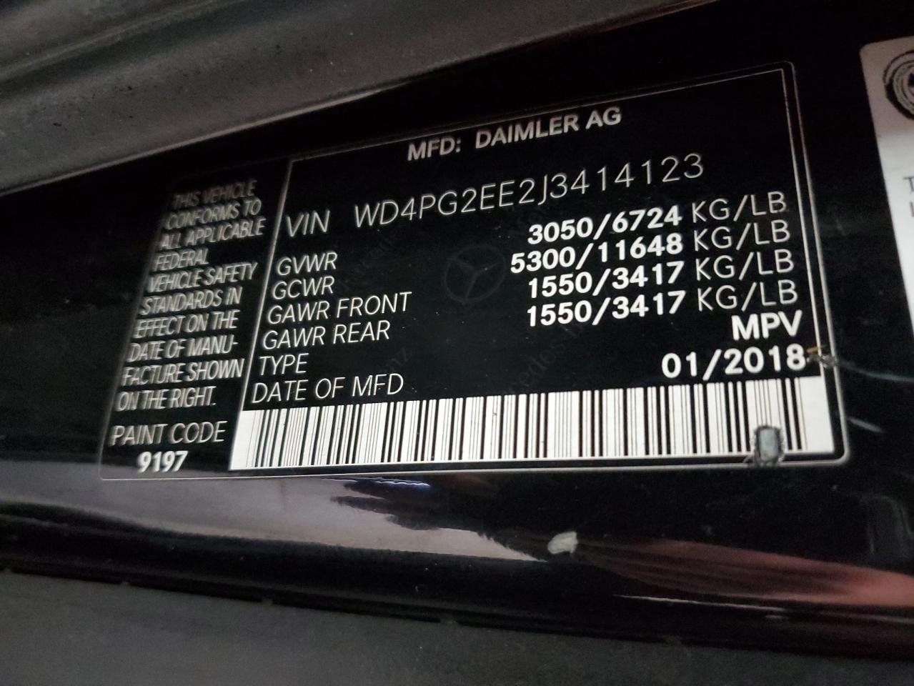 Photo 12 VIN: WD4PG2EE2J3414123 - MERCEDES-BENZ METRIS 