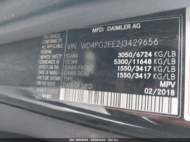 Photo 8 VIN: WD4PG2EE2J3429656 - MERCEDES-BENZ METRIS 