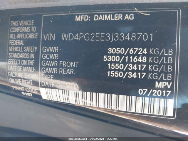 Photo 8 VIN: WD4PG2EE3J3348701 - MERCEDES-BENZ METRIS 