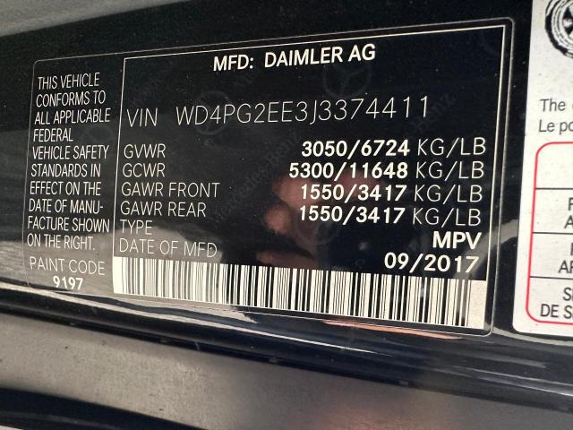 Photo 10 VIN: WD4PG2EE3J3374411 - MERCEDES-BENZ METRIS 