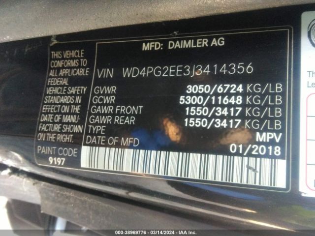 Photo 8 VIN: WD4PG2EE3J3414356 - MERCEDES-BENZ METRIS 