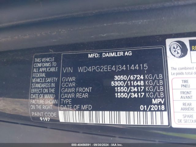 Photo 8 VIN: WD4PG2EE4J3414415 - MERCEDES-BENZ METRIS 