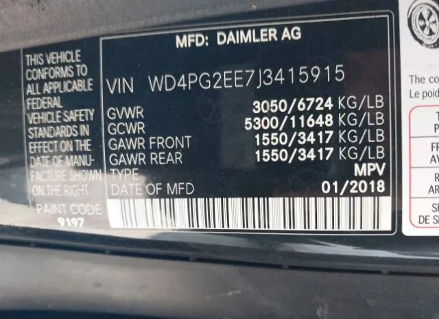 Photo 8 VIN: WD4PG2EE7J3415915 - MERCEDES-BENZ METRIS 