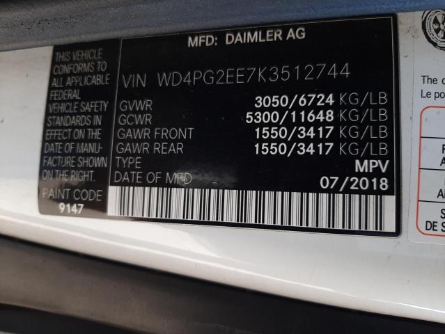 Photo 12 VIN: WD4PG2EE7K3512744 - MERCEDES-BENZ METRIS 