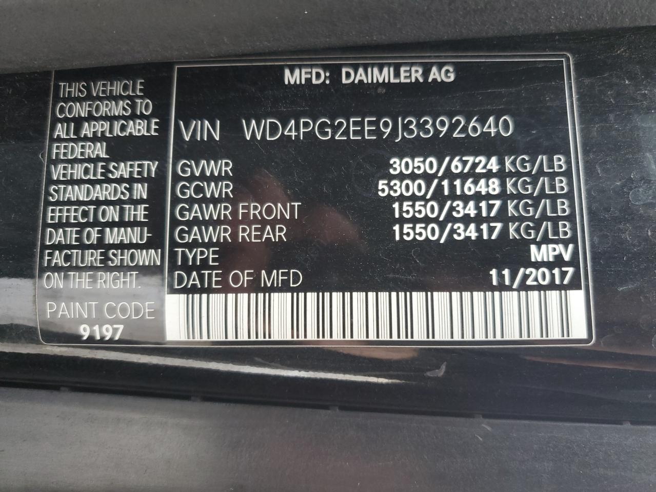 Photo 12 VIN: WD4PG2EE9J3392640 - MERCEDES-BENZ METRIS 