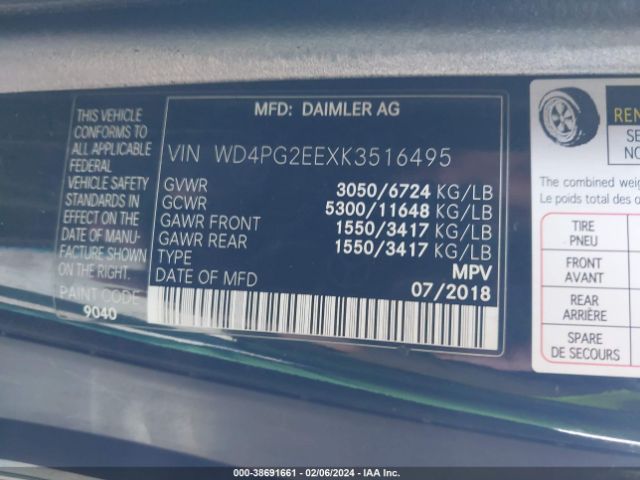 Photo 8 VIN: WD4PG2EEXK3516495 - MERCEDES-BENZ METRIS 