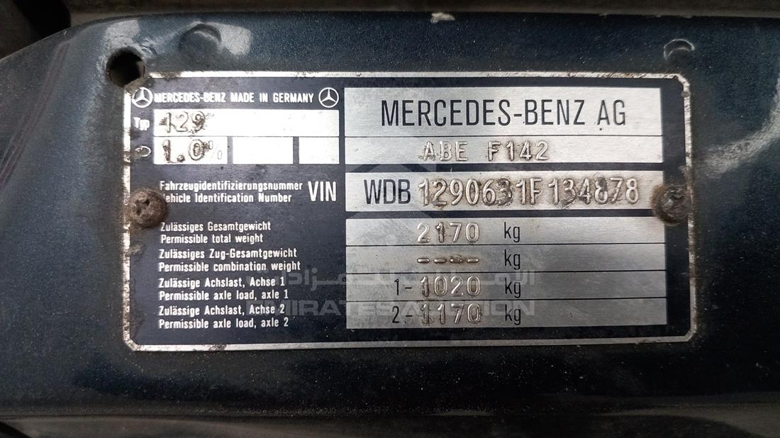 Photo 3 VIN: WDB1290631F134878 - MERCEDES SL 320 