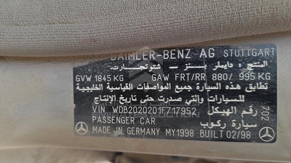 Photo 1 VIN: WDB2020201F717952 - MERCEDES-BENZ C200 