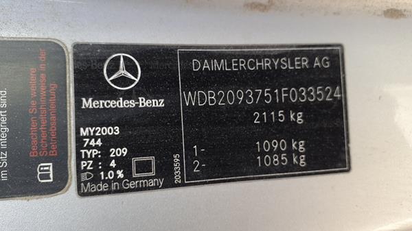 Photo 1 VIN: WDB2093751F033524 - MERCEDES-BENZ CLK 500 