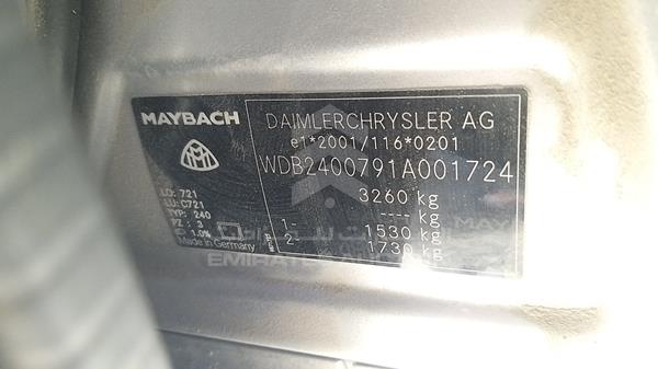 Photo 1 VIN: WDB2400791A001724 - MERCEDES-BENZ MAYBACH 