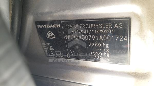 Photo 2 VIN: WDB2400791A001724 - MERCEDES-BENZ MAYBACH 