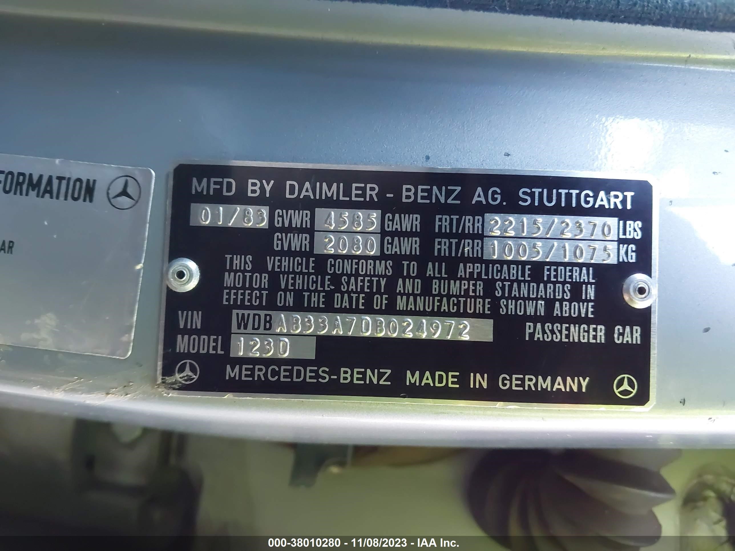 Photo 8 VIN: WDBAB33A7DB024972 - MERCEDES-BENZ NULL 