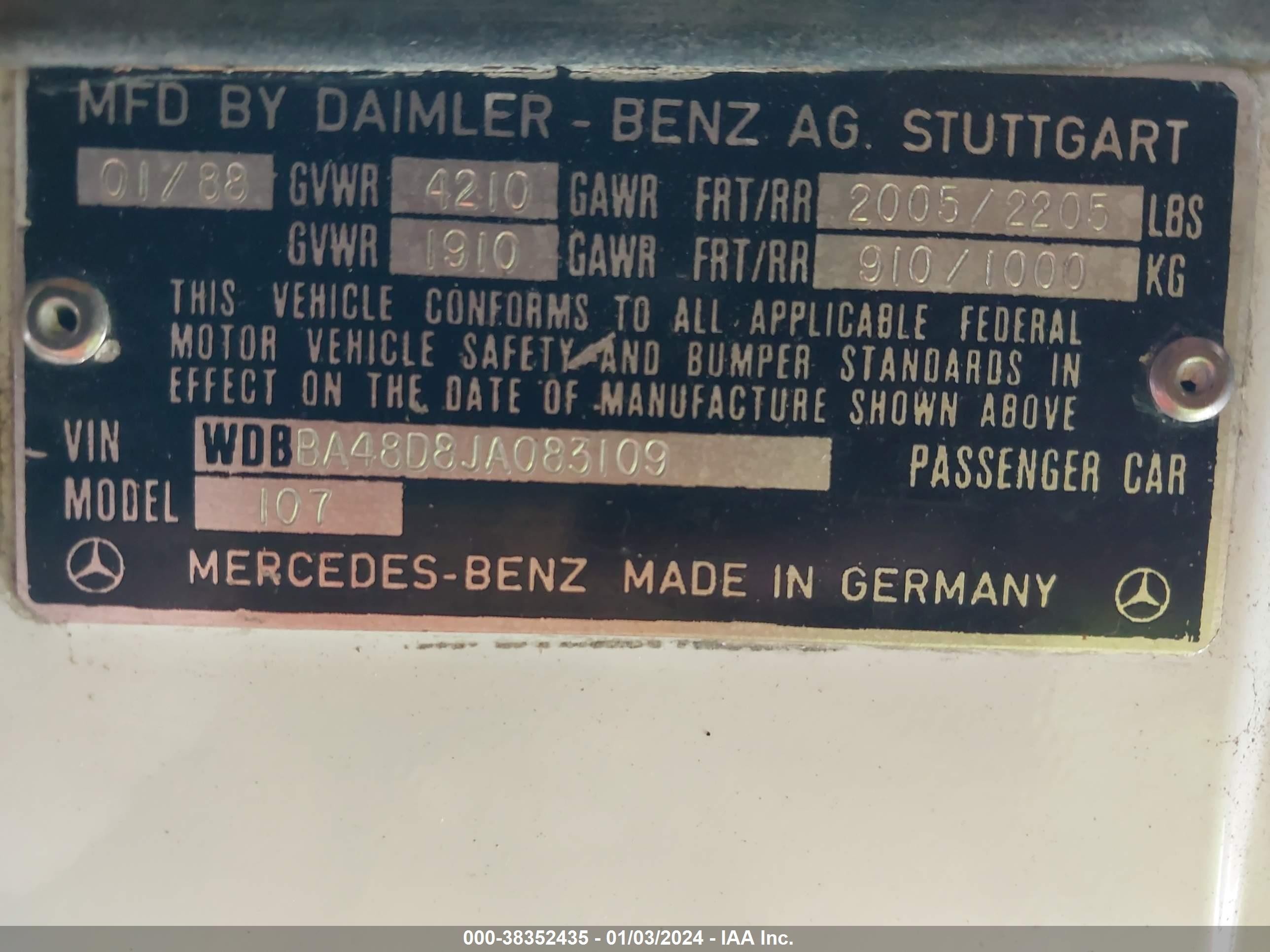 Photo 8 VIN: WDBBA48D8JA083109 - MERCEDES-BENZ NULL 