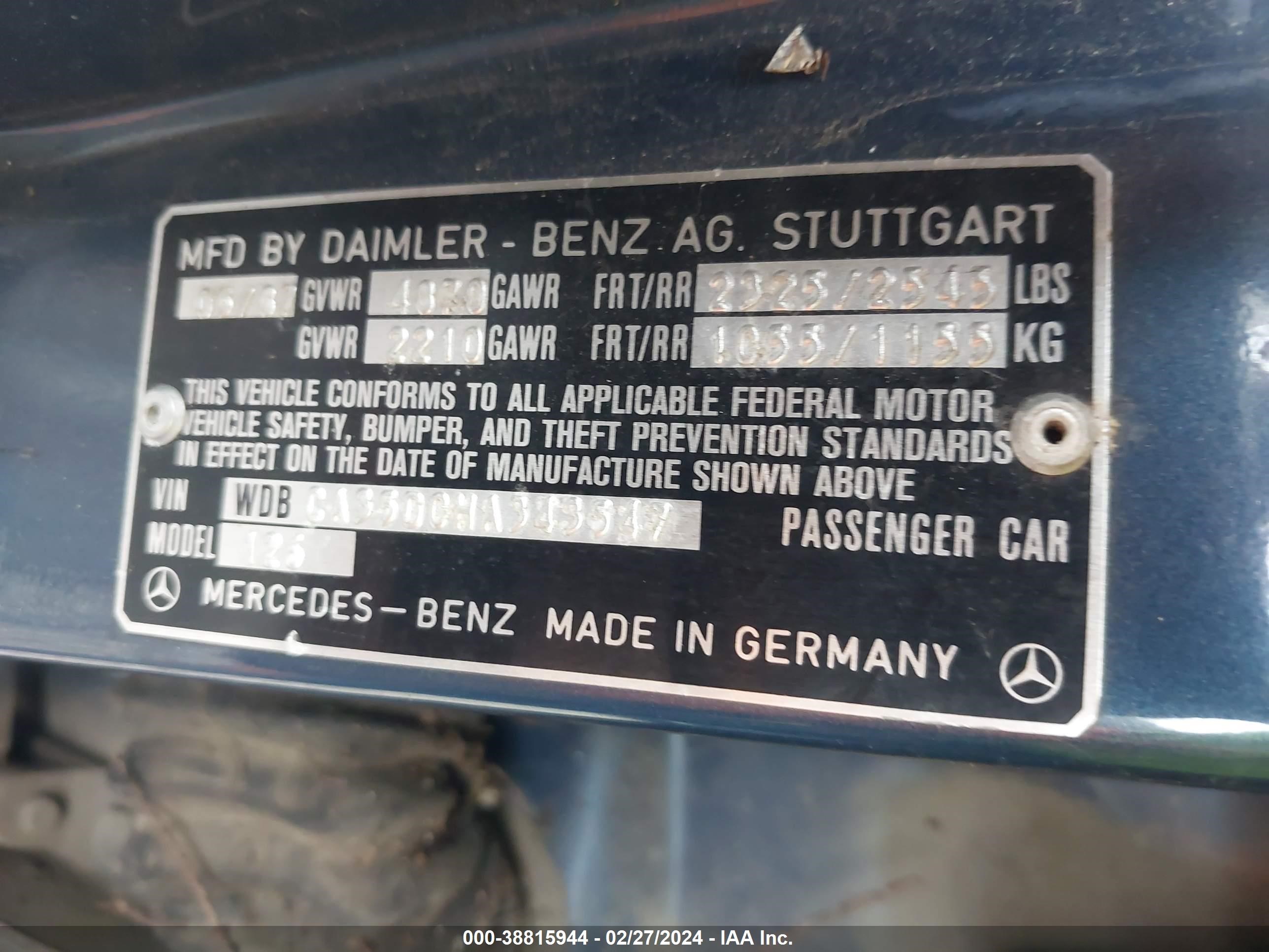 Photo 8 VIN: WDBCA35D0HA343547 - MERCEDES-BENZ NULL 